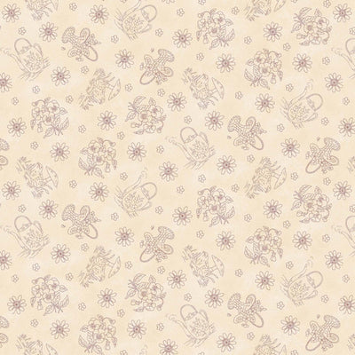 Henry Glass Memories in Redwork Tossed Allover Novelty Quilting Cotton Fabric- Cream