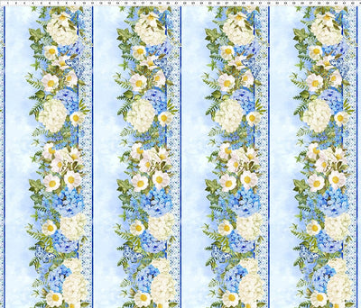 In the Beginning Periwinkle Spring Border Quilting Cotton Fabric- Periwinkle