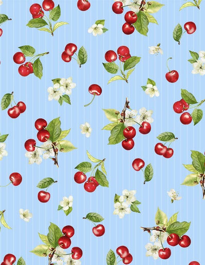 Wilmington Prints Sweet Cherry Cherry Toss Quilting Cotton Fabric- Blue