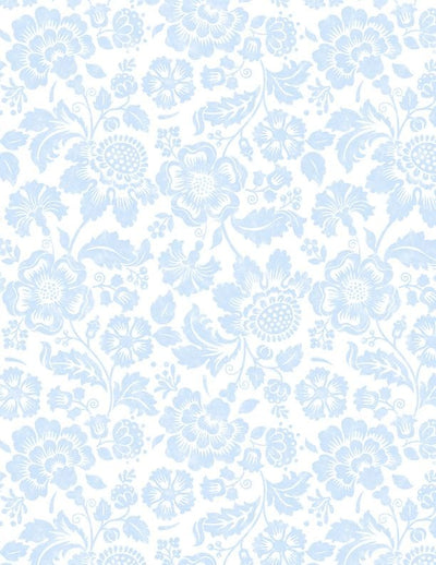 Wilmington Prints Sweet Cherry Tonal Floral Quilting Cotton Fabric- White/Blue
