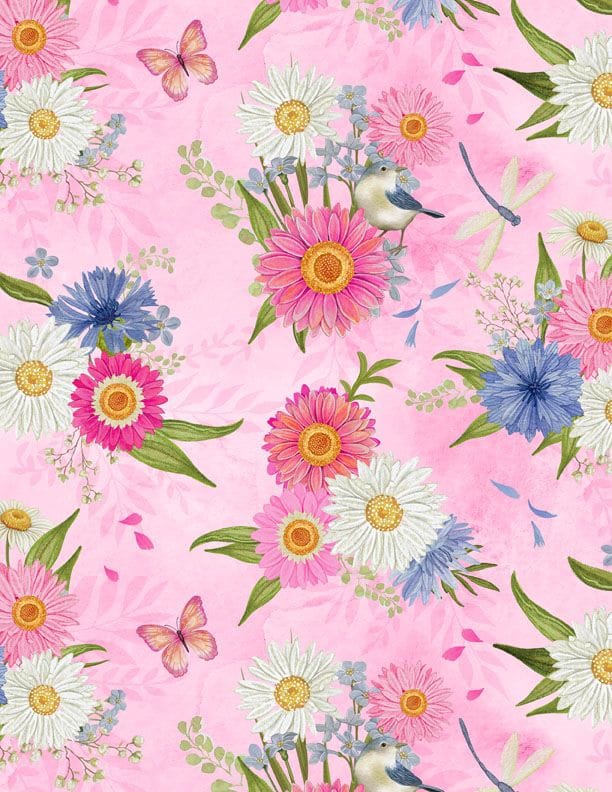 Wilmington Prints Paisley Punch Bouquets All Over Quilting Cotton Fabric- Pink