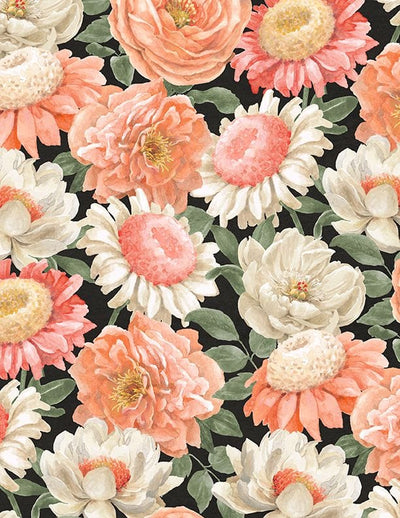 Wilmington Prints Peach Whispers Packed Flowers Quilting Cotton Fabric- Multi