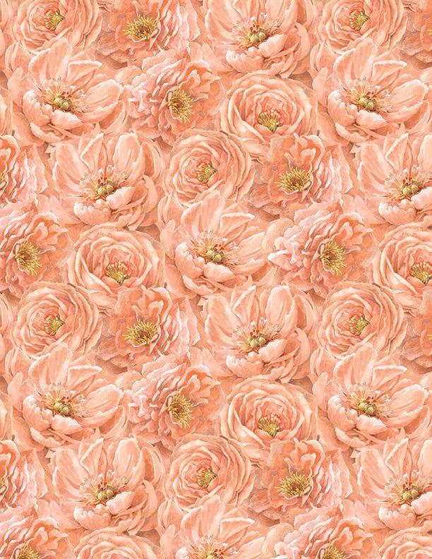 Wilmington Prints Peach Whispers Packed Tonal Flowers Quilting Cotton Fabric- Peach