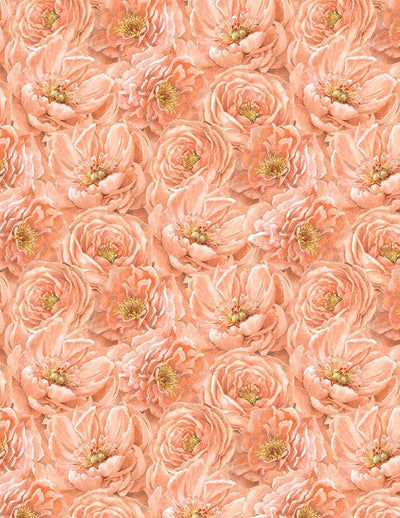 Wilmington Prints Peach Whispers Packed Tonal Flowers Quilting Cotton Fabric- Peach