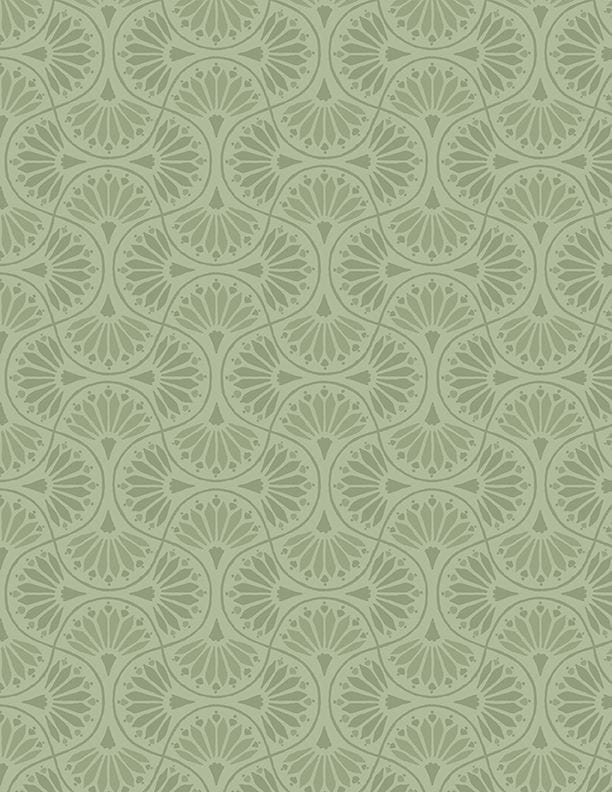 Wilmington Prints Peach Whispers Tiled Fans Quilting Cotton Fabric- Green