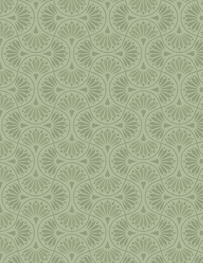 Wilmington Prints Peach Whispers Tiled Fans Quilting Cotton Fabric- Green