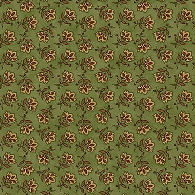 Benartex Sunflower Days Tossed Jacobean Flower Quilting Cotton Fabric- Leaf
