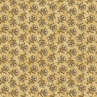 Benartex Sunflower Days Tossed Jacobean Flower Quilting Cotton Fabric- Tan