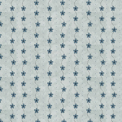 Henry Glass Butterflies and Bloom Flower Stripe Quilting Cotton Fabric- Light Blue