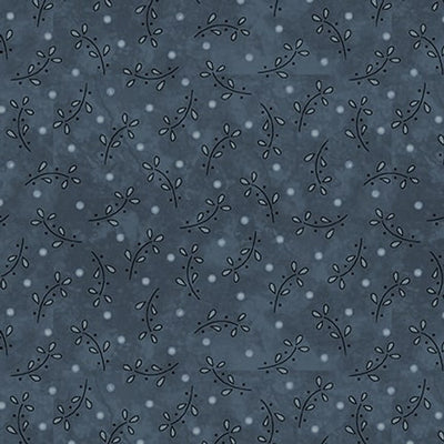 Henry Glass Butterflies and Bloom Lazy Daisy Toss Quilting Cotton Fabric- Dark Blue