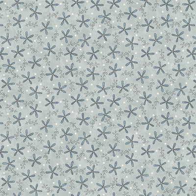 Henry Glass Butterflies and Bloom Sprig Toss Quilting Cotton Fabric- Light Blue