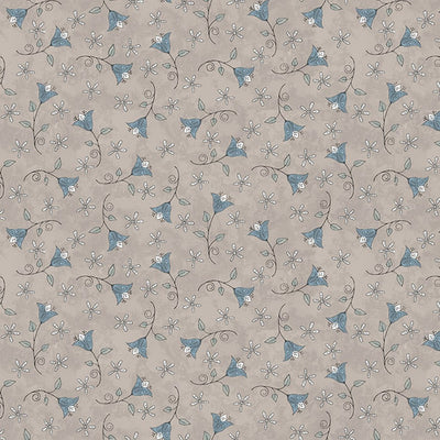 Henry Glass Butterflies and Bloom Tulip Toss Quilting Cotton Fabric- Taupe