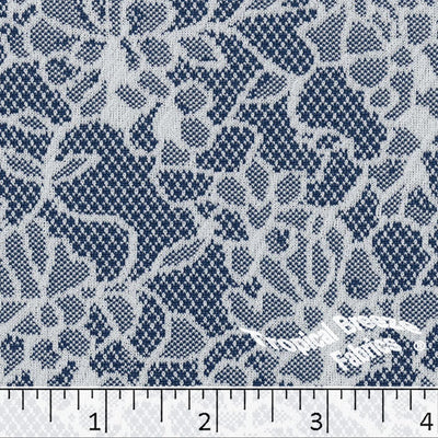 Dark Navy Lace Floral Knit Dress Fabric