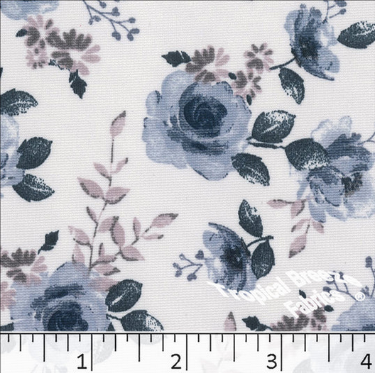Tamara Denim Blue Rose Knit Dress Fabric