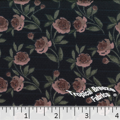 Navy Floral Honeybee Knit Fabric