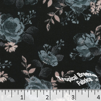 Tamara Dark Navy Rose Knit Dress Fabric