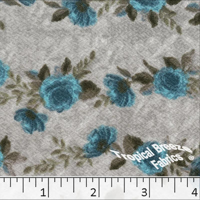 Turquoise Rose Liverpool Knit Dress Fabric
