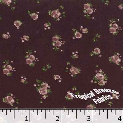 Wine Floral Double Brushed Knit Fabric