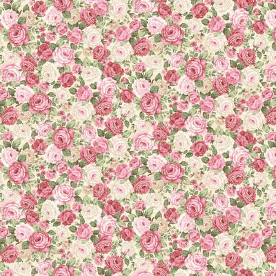 Henry Glass My Victorian Garden Packed Floral Quilting Cotton Fabric- Cream