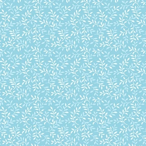 Henry Glass My Victorian Garden Packed Allover Leaf Quilting Cotton Fabric- Light Blue