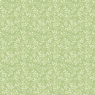 Henry Glass My Victorian Garden Packed Allover Leaf Quilting Cotton Fabric- Green