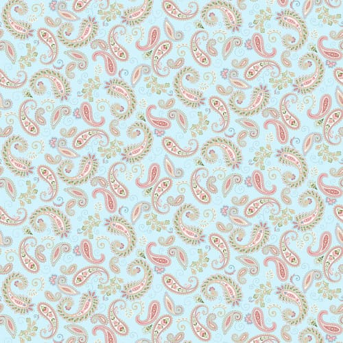 Henry Glass My Victorian Garden Paisleys Quilting Cotton Fabric- Blue