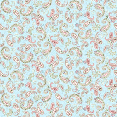 Henry Glass My Victorian Garden Paisleys Quilting Cotton Fabric- Blue