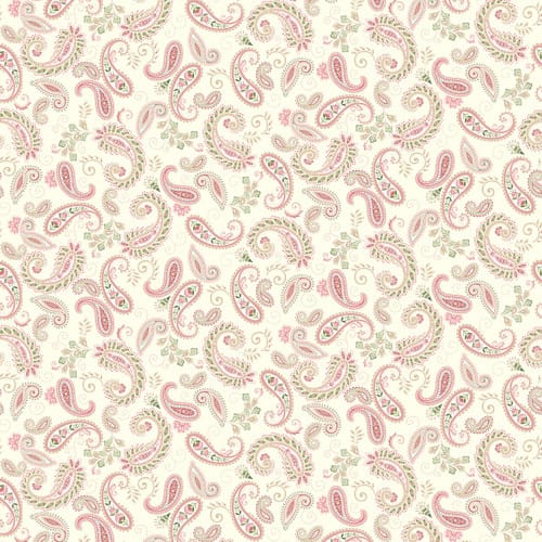 Henry Glass My Victorian Garden Paisleys Quilting Cotton Fabric- Cream