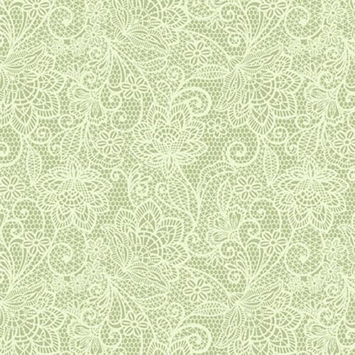 Henry Glass My Victorian Garden Lace Quilting Cotton Fabric- Green