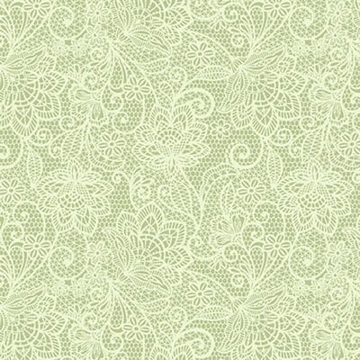 Henry Glass My Victorian Garden Lace Quilting Cotton Fabric- Green