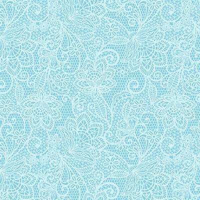 Henry Glass My Victorian Garden Lace Quilting Cotton Fabric- Blue