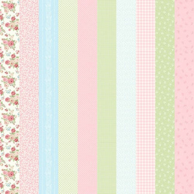 Henry Glass My Victorian Garden Multi Pastel Stripe Quilting Cotton Fabric- Stripe