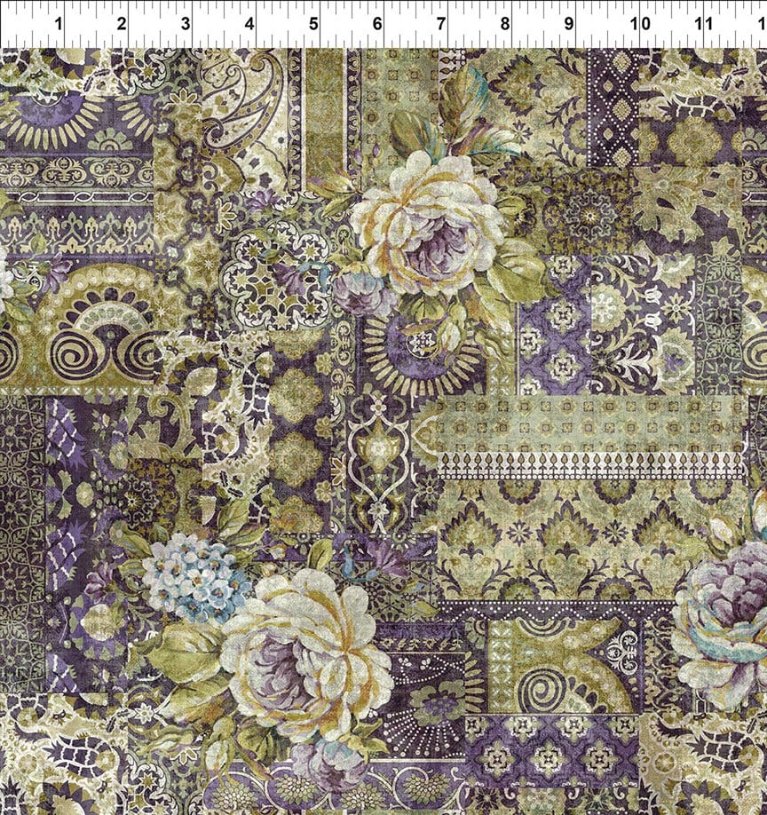 In the Beginning Carpet Bag Romance Carpet Quilting Cotton Fabric- Purple