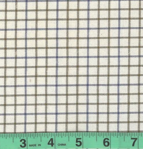 Off White Checkered Brushed Cotton Fabric - 58" wide