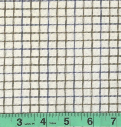 Off White Checkered Brushed Cotton Fabric - 58" wide