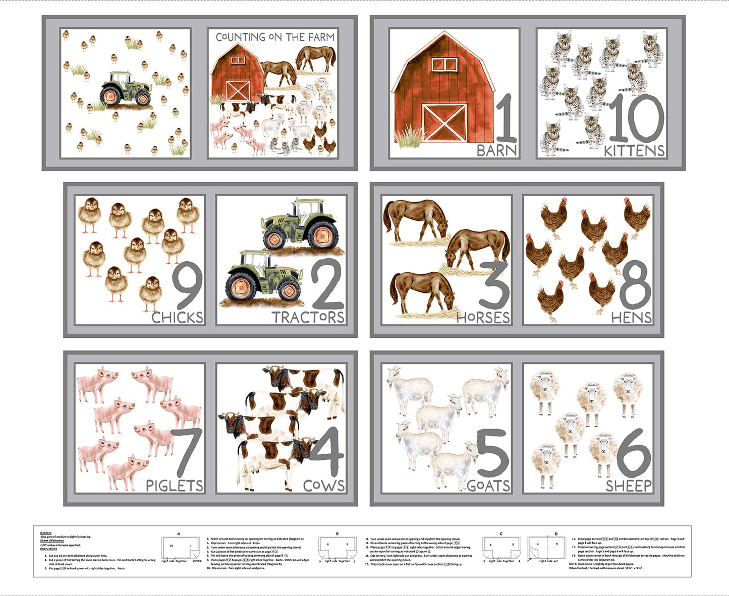 Blank Quilting Little Seedlings Farm Soft Book Quilting Cotton Fabric- White