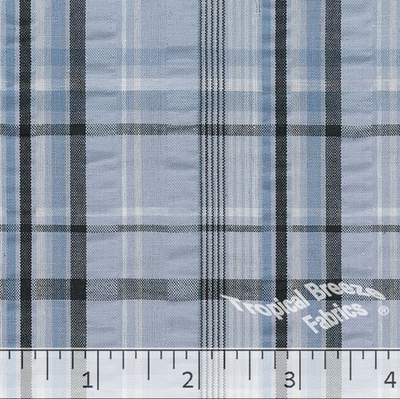 Dusty Blue Plaid Seersucker Fabric