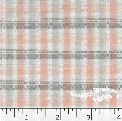 Peach Plaid Seersucker Fabric