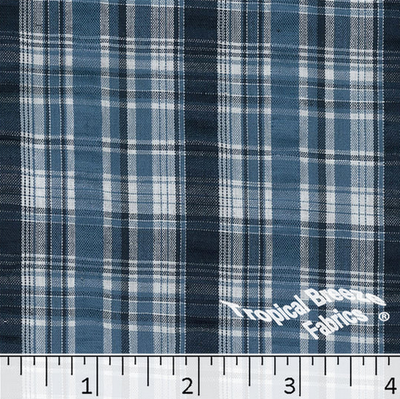 Slate Blue Plaid Seersucker Fabric
