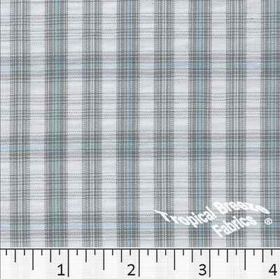 Gray Small Plaid Seersucker Fabric