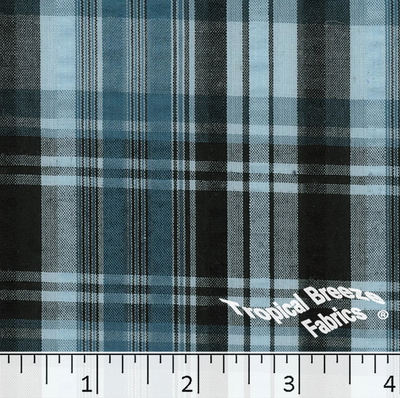 Teal Plaid Seersucker Fabric