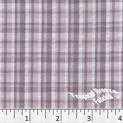 Mauve Plaid Seersucker Fabric