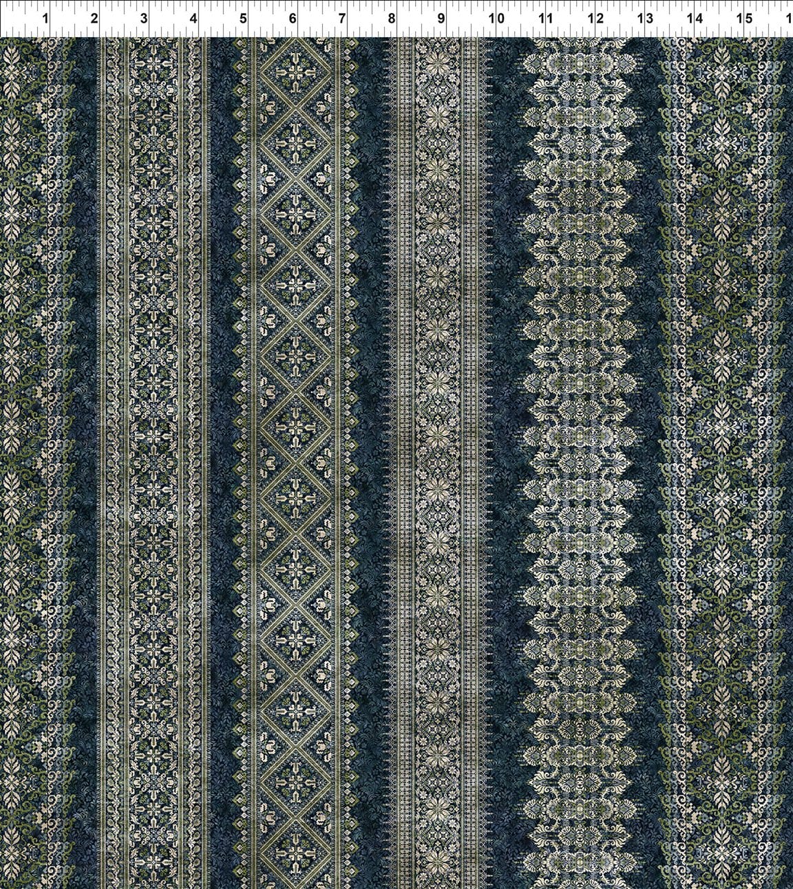 In the Beginning Carpet Bag Romance Stripe Quilting Cotton Fabric- Blue