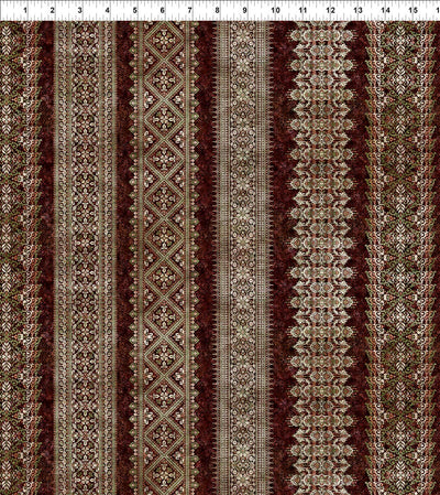 In the Beginning Carpet Bag Romance Stripe Quilting Cotton Fabric- Red