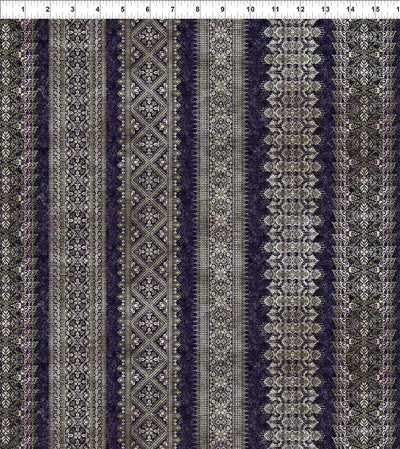 In the Beginning Carpet Bag Romance Stripe Quilting Cotton Fabric- Purple