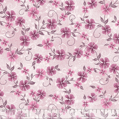 Pink Pear Blossom Floral Poly Cotton Fabric - 21"