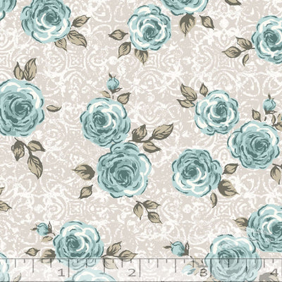 Cream Rose Cluster Poly Cotton Fabric