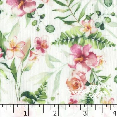 Pink Mini Rib Knit Floral Fabric