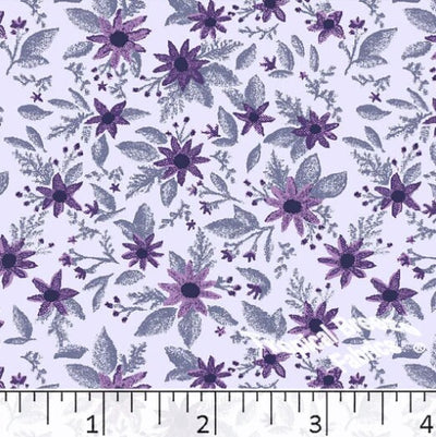 Lilac Wildflowers Poly Cotton Fabric