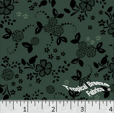 Green Flower Garden Poly Cotton Fabric